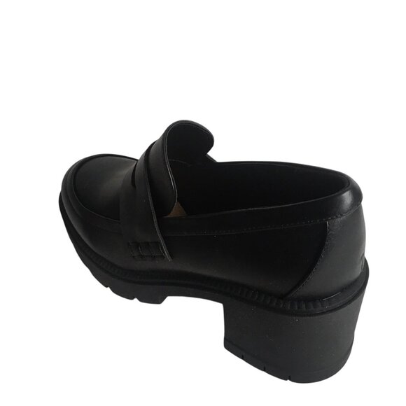 Y2K Esprit Regina Shoes Womens Size 8M Black Loafer Heels Chunky Lug Sole 90s - Picture 7 of 13